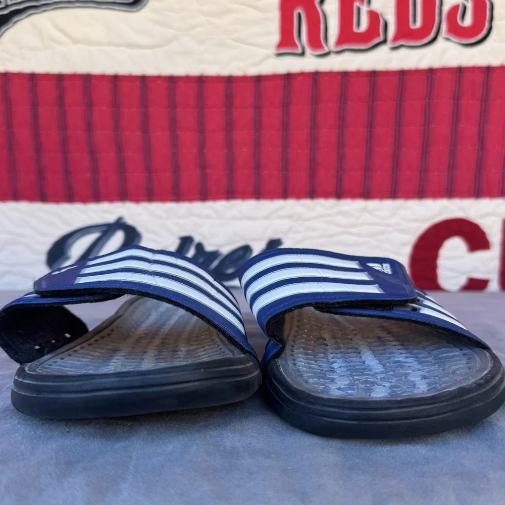 Size 13 - ULTRA RARE 2011 ADIDAS GEL‎ CUSHIONED BLUE SLIDES MEN'S 807075